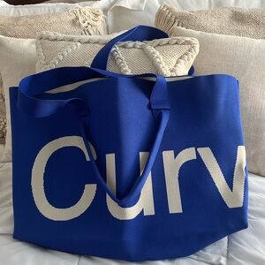 Sean Brown Curves Tote Bag in Sapphire with White Logo